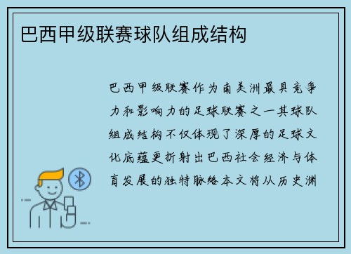 巴西甲级联赛球队组成结构